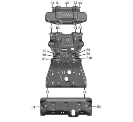 Mesin standar Lower Guard Plate Mesin Tutup Fortuner Full Skid Plate Set untuk Toyota