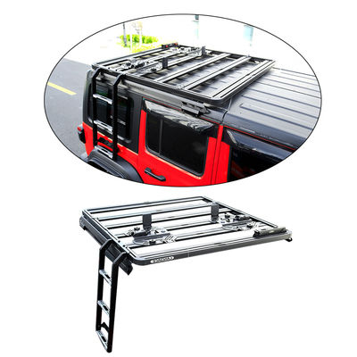 Black Universal Aluminium Roof Climbing Ladder untuk Mobil Offroad untuk Jeep Wrangler 4X4