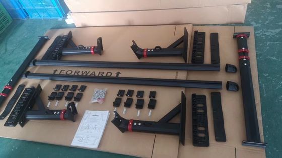 IP Authorized Design Aluminium Hitam yang terlihat ramping Powder Coated Overland Truck Bed Rack