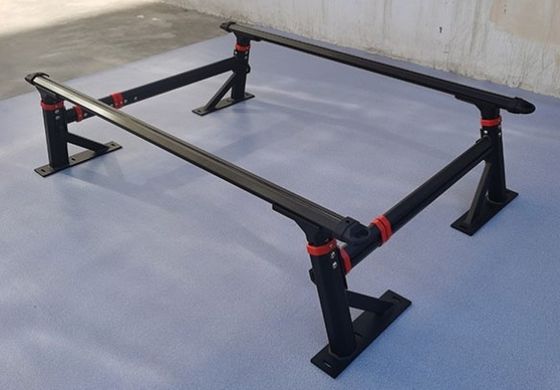 IP Authorized Design Aluminium Hitam yang terlihat ramping Powder Coated Overland Truck Bed Rack