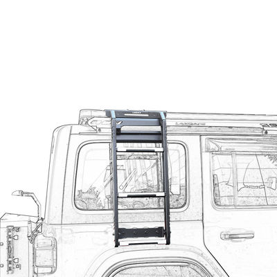 18-23 Wrangler Rubicon Jeep BLACK Stainless Steel Roof Rack Ladder untuk Kendaraan Off Road