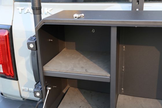Off-Road Desain Baru Power Coating Wrangler Tailgate Outdoor Storage Box Untuk Tank 300 BJ40 Untuk Wrangler JL JK Tank 300 BJ40