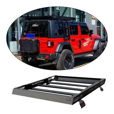 Kargo Basket Bagasi Berlapis Bubuk Hitam untuk Jeep Wrangler 4x4 Car Carrier Roof Rack