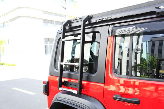 Rak atap hitam baja dengan tangga 2 sisi untuk Jeep Wrangler Jl