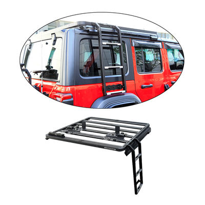 Bedak Lapisan 4x4 Off-road Side Ladder untuk Universal Flat Platform Aluminium Mobil Roof Rack