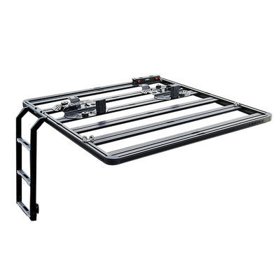 Bedak Lapisan 4x4 Off-road Side Ladder untuk Universal Flat Platform Aluminium Mobil Roof Rack