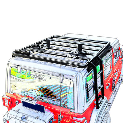 Bedak Lapisan 4x4 Off-road Side Ladder untuk Universal Flat Platform Aluminium Mobil Roof Rack