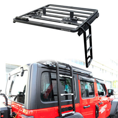 Raksasa UV Resistant Electrophoresis Powder Coated Car Ladder Rak atap untuk Jeep Wrangler JL JK