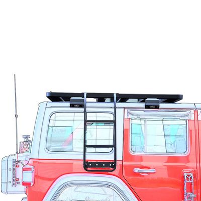 Ladder sisi stainless steel hitam yang bergaya dan fungsional untuk Jeep WranglerJL Roof Rack