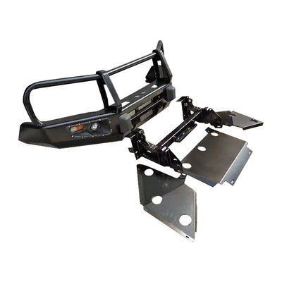 Off Road Winch Bull Bar Piring Bumper Depan dengan Lampu LED dan Mounting Tray Toyota Tocama