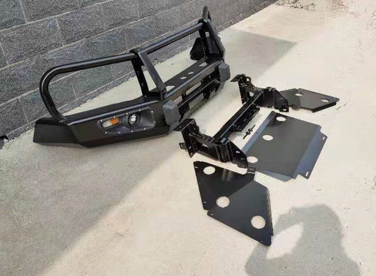 Off Road Winch Bull Bar Piring Bumper Depan dengan Lampu LED dan Mounting Tray Toyota Tocama