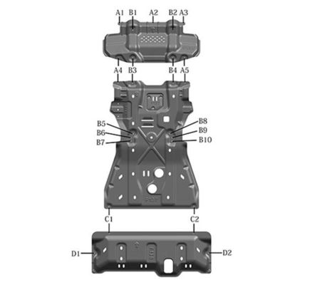 Kit Perlindungan Aluminium Motor Shield Gearbox Guard Skid Plate untuk Toyota Fortuner