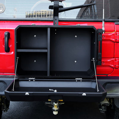 2021- Jeep Wrangler Hitam Aluminium Alloy Powder Coated Pintu Sisi Belakang Di Luar Kotak Penyimpanan
