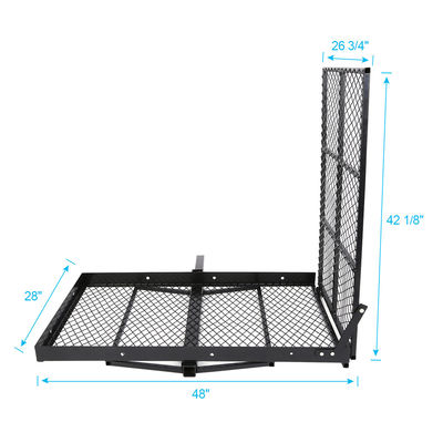 Custom Logo Hitam Lipat Hitch-mounted Keranjang-gaya Cargo Carrier untuk tugas berat