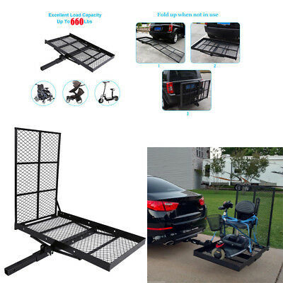 Custom Logo Hitam Lipat Hitch-mounted Keranjang-gaya Cargo Carrier untuk tugas berat